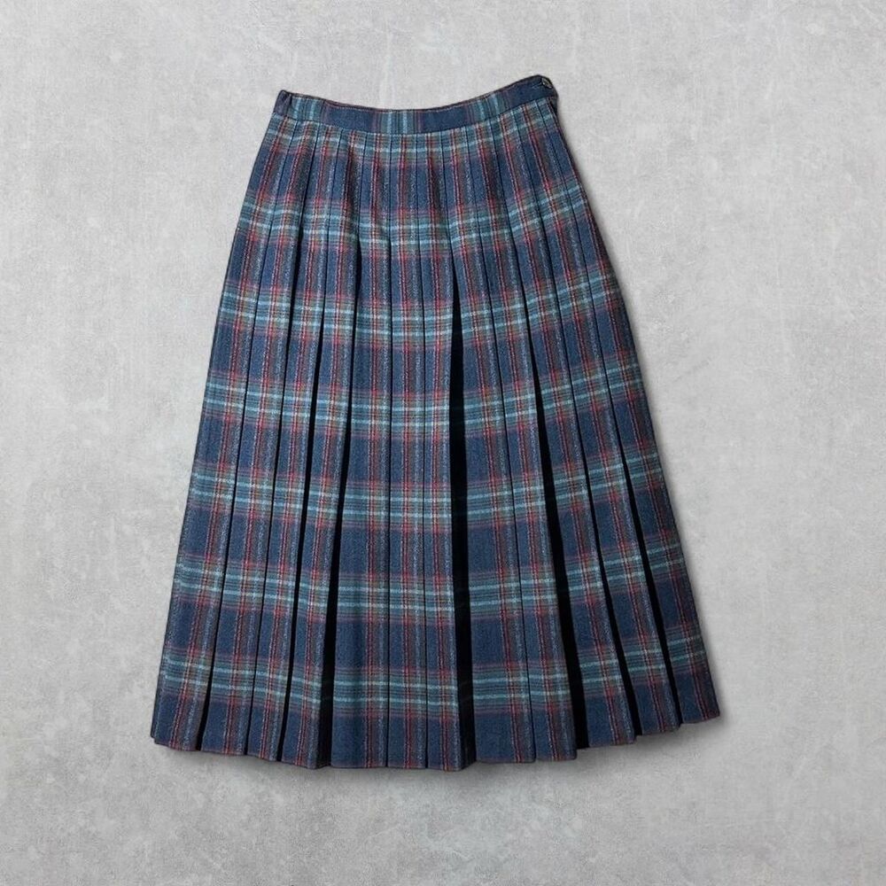 Pendleton Women's Small Blue/Green Wool Tartan Pleated Maxi Skirt